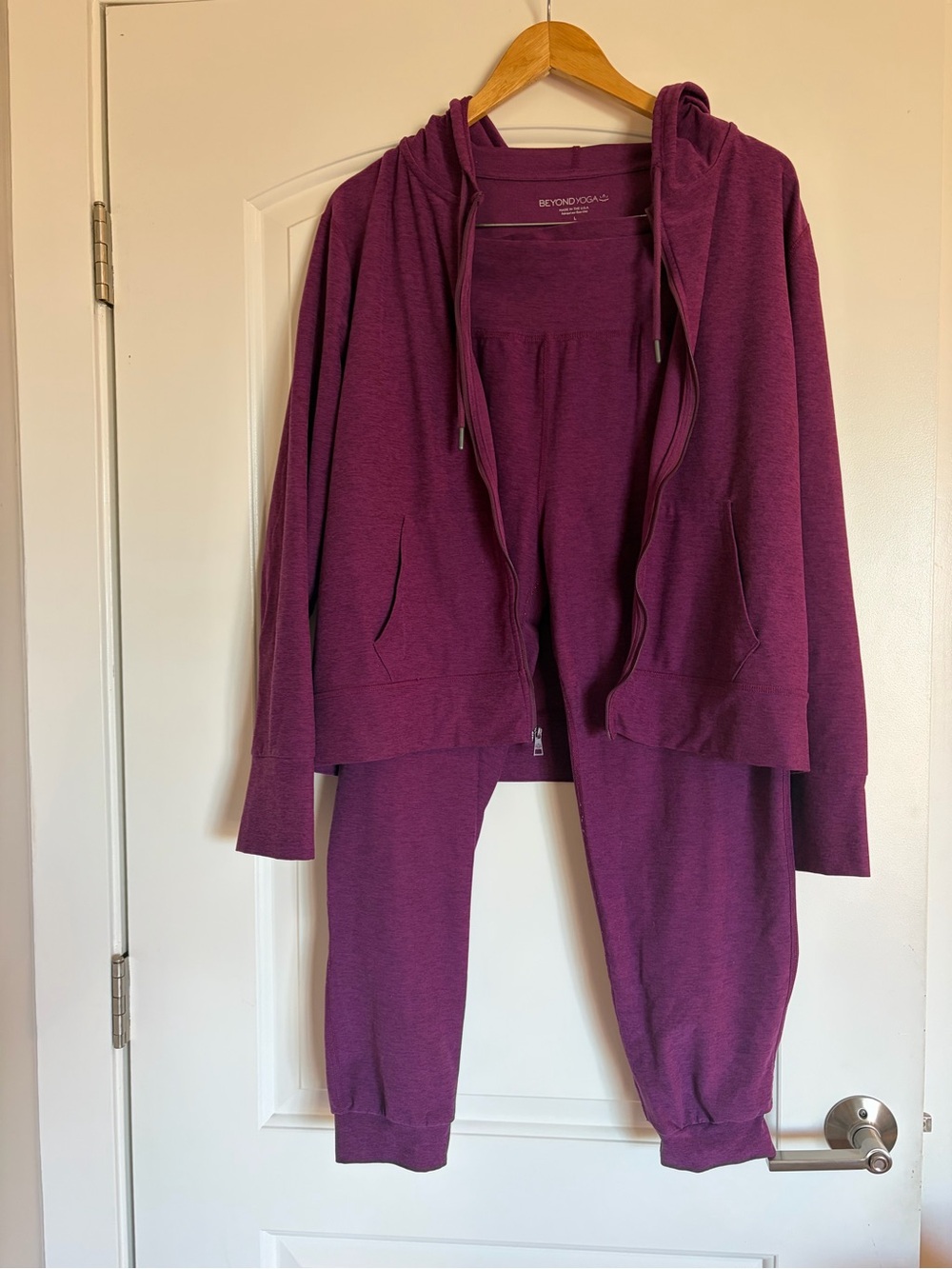 Beyond yoga spacedye everyday joggers and full zip. Purple, L. EUC. 2 pieces! - Picture 11 of 16